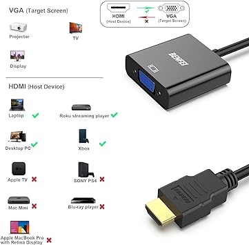 ADAPTATEUR HDMI TO VGA 15CM