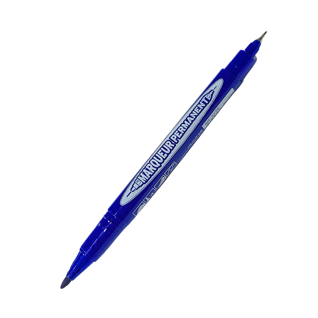 MARQUEUR PERMANENT BLEU TECHNO DOUBLE TETE