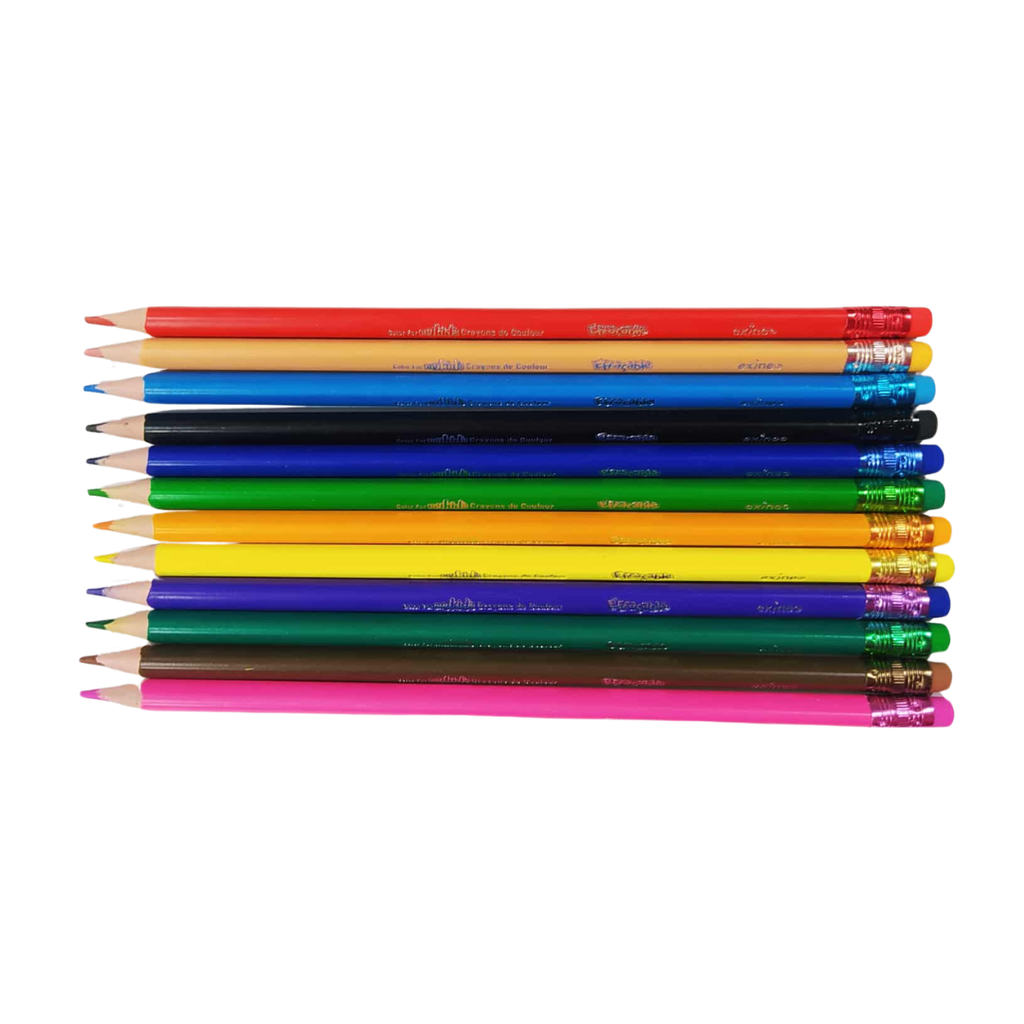CRAYONS COULEURS EXINE EFFACABLE BOITE DE 12 PCS 
