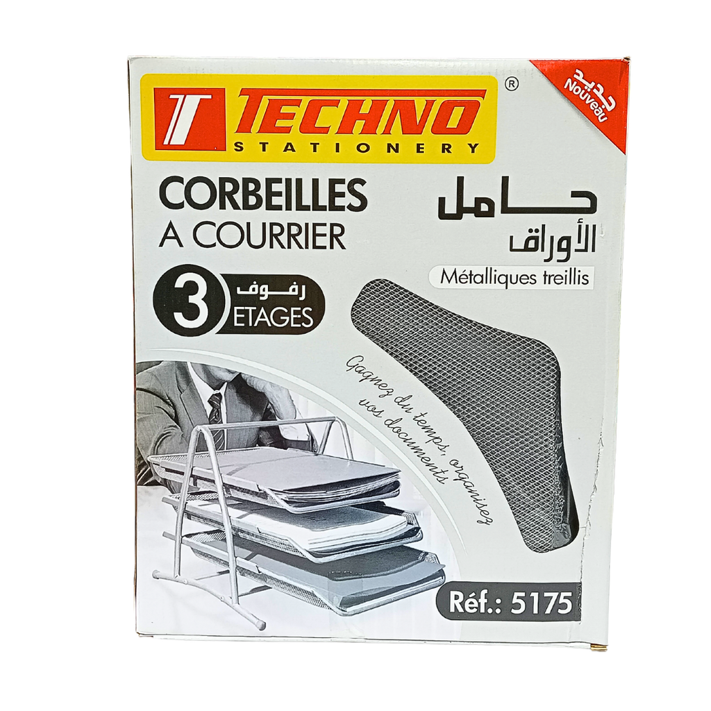 CORBEILLE A COURRIER TECHNO METALLIQUE 3 ETAGES TE5175