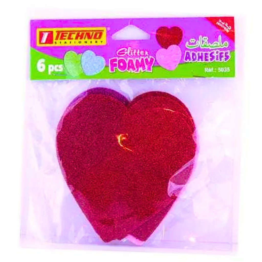 MOUSSE ADHESIVE PAILLETTEE COEURS GM 5035
