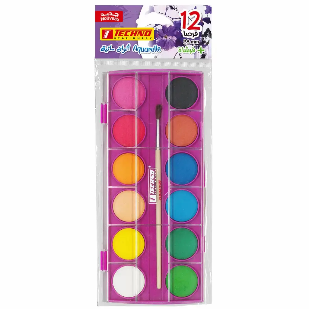 AQUARELLE TECHNO 12 CL +PINCEAU 4407