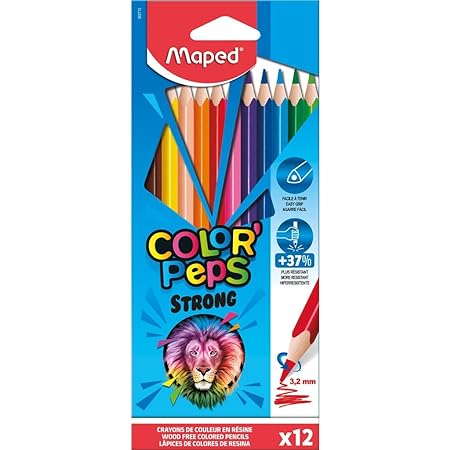 CRAYONS COULEUR MAPED COLORPEPS STRONG 12 CLR