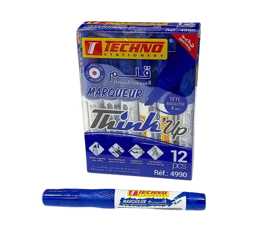 MARQUEUR TABLEAU BLANC TECHNO THINK UP BLEU 4990