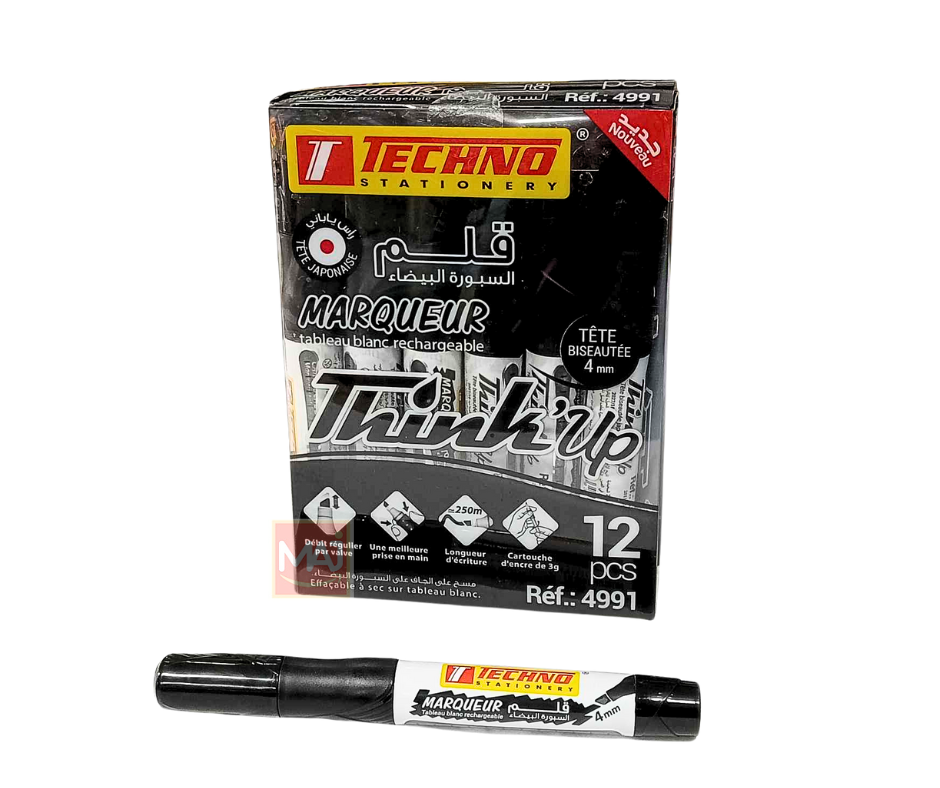 MARQUEUR TABLEAU BLANC TECHNO THINK UP NOIR  