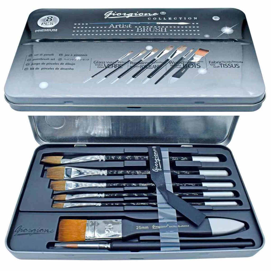 JEU DE PINCEAUX EN BOITE MÉTALLIQUE GIORGIONE MX002