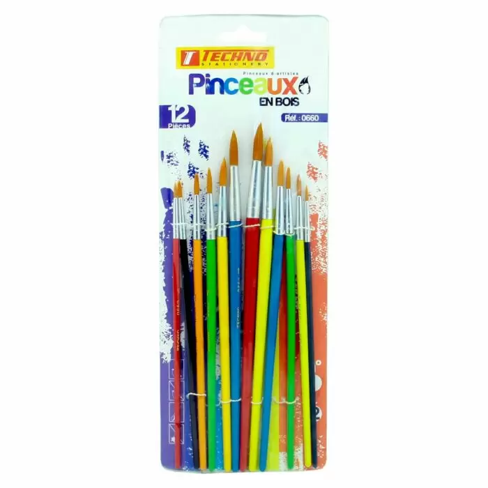 JEUX DE PINCEAUX TECHNO RONDS 12 PCS
