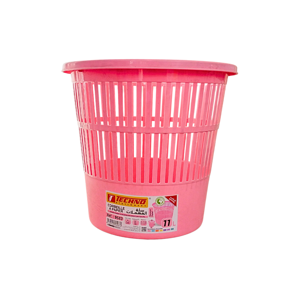 CORBEILLE A PAPIER TECHNO PASTEL SAUMON TE9583