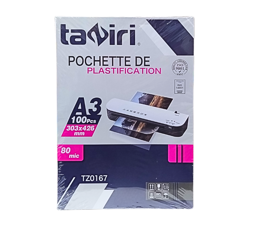 POCHETTE PLASTIFICATION TAZIRI A3 80MIC