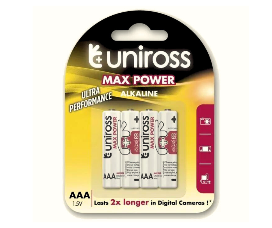 4 PILES UNIROSS MAX POWER ALKALINE