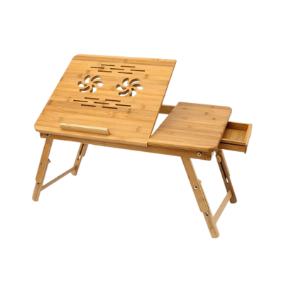 TABLE PC PORTABLE CAPSYS PLIANTE EN BOIS BAMBOO AVEC VENTILATEUR ET TIROIR BM60