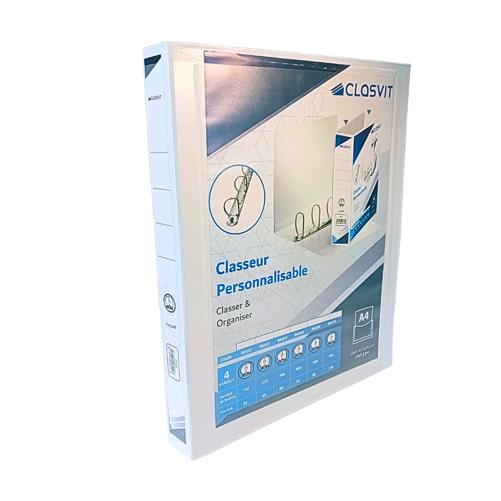 CLASSEUR 4 ANNEAUX PERSONNALISE CLASVIT  16MM