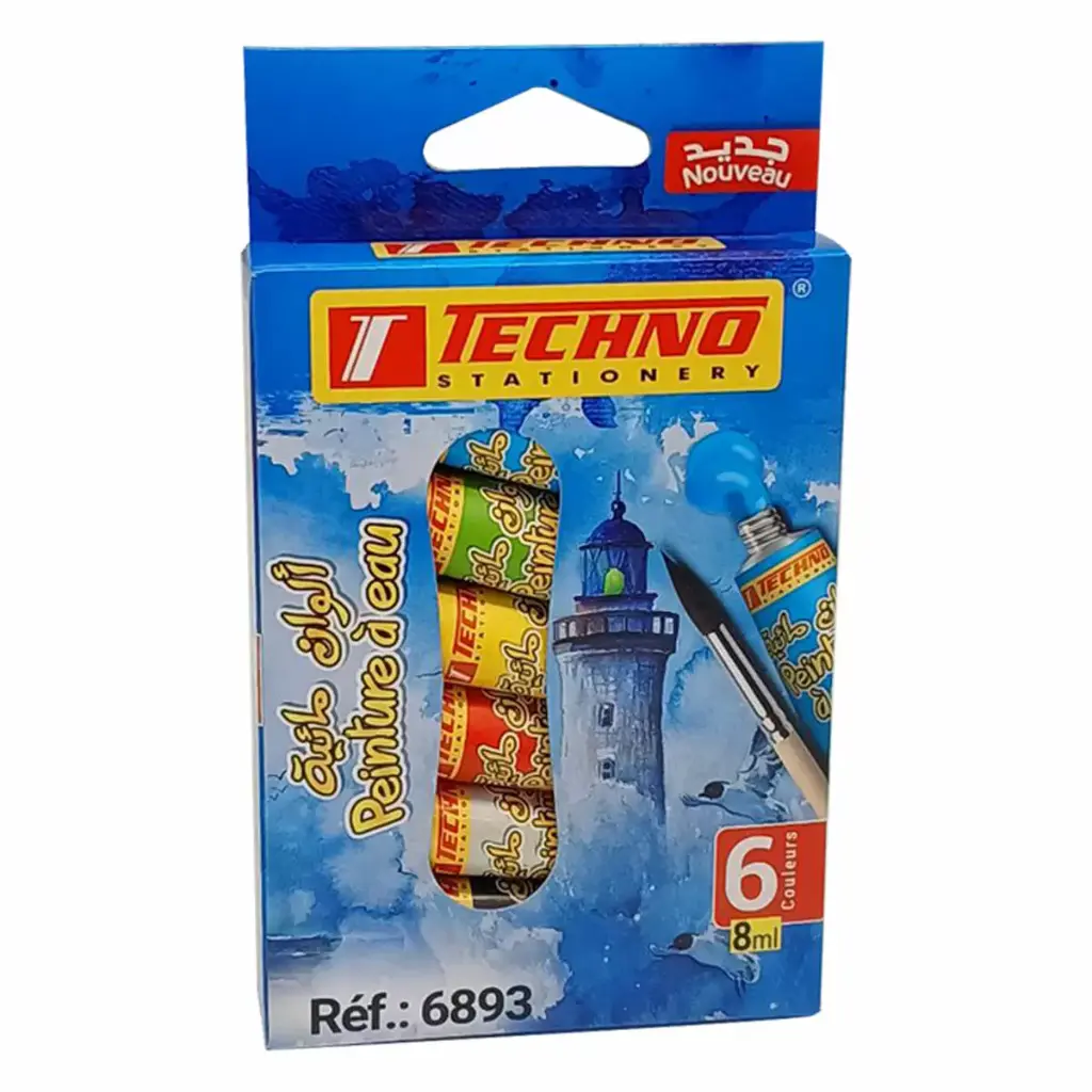 PEINTURE A EAU TECHNO 6 COULEURS 