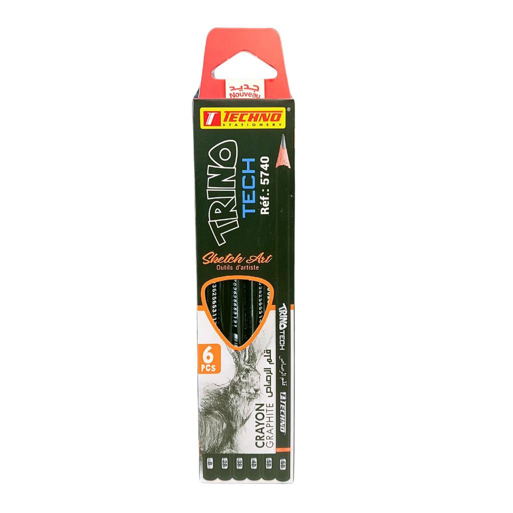 CRAYONS TECHNIQUE TECHNO NOIR EN BOITE DE 6 PCS TE5740