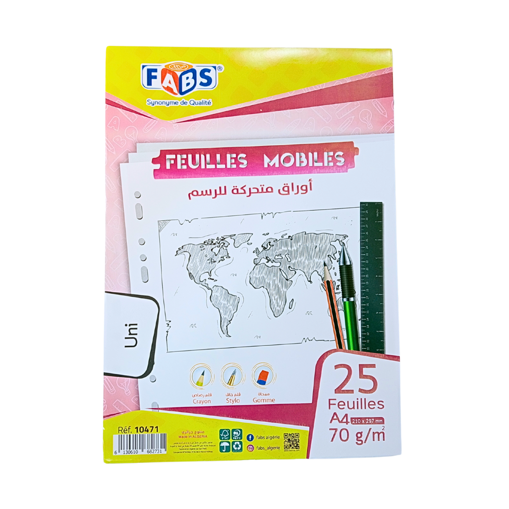 FEUILLES MOBILES DESSIN FABS A4 10471