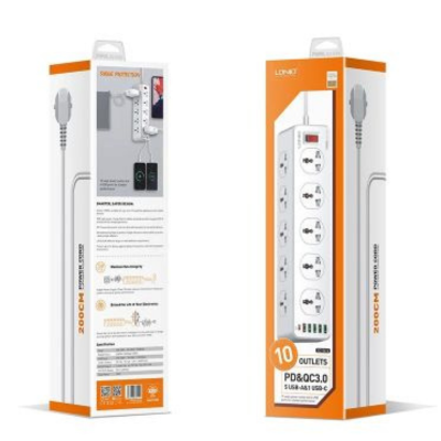 RALLONGE MULTIPRISE SIYOTEAM LDNIO 10 PRISES + 5 USB QC3.0 Type-C SC10610