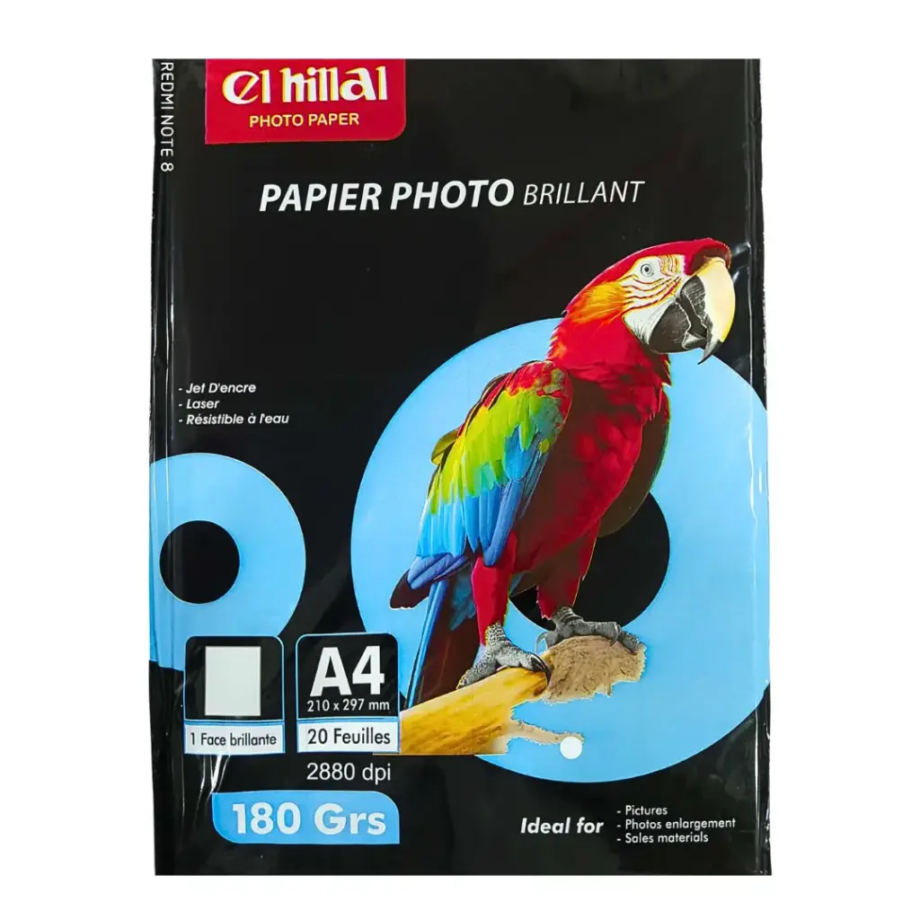 PAPIER PHOTO BRILLANT ELHILLAL A4 180 GRM