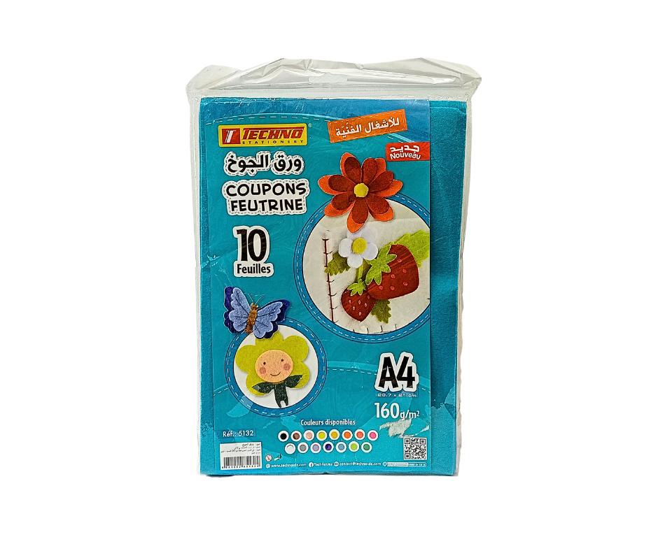 COUPONS FEUTRINE TECHNO A4 160G BLEU