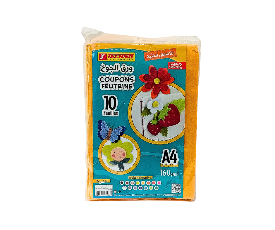 COUPONS FEUTRINE TECHNO JAUNE A4 160G