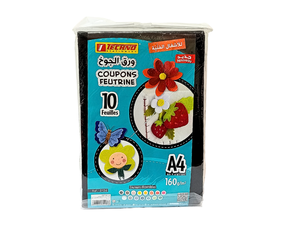 COUPONS FEUTRINE TECHNO NOIR A4 160G