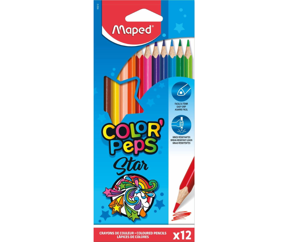 CRAYONS COULEURS MAPED 12 PIECES GRAND MODEL