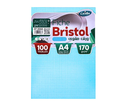 FICHE BRISTOL A4 QUADRILLEES BLEU EXCELLES 100F 170G