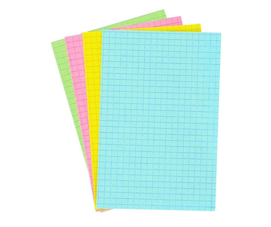 FICHE BRISTOL A4 QUADRILLEES COULEUR
