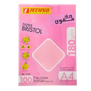 FICHE BRISTOL QUADRILLÉES A4 ROSE TECHNO 100F 180G 9130