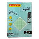 FICHE BRISTOL A4 QUADRILLÉES VERT TECHNO 100F 180G  9132