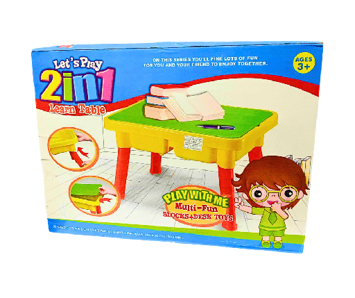 [ITEM299] TABLE LETS PLAY 2IN1 BLOCKS+DESK TOYS