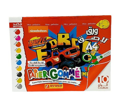 [TE9362] PAPIER GOMME BRILLANT AUTOCOLANT TECHNO 10F A4 9362