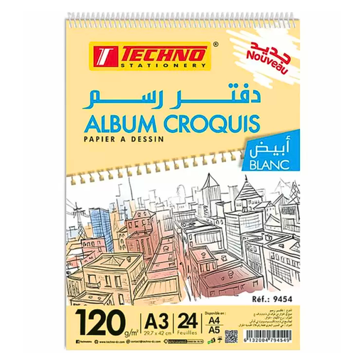 [TE9454] ALBUM CROQUIS TECHNO A3 120G 9454