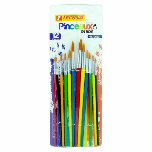 [TE0660] JEUX DE PINCEAUX TECHNO RONDS DE 12PCS DE 01A12 0660