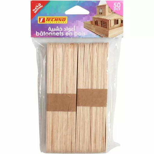 [TE5014] BATONNETS EN BOIS TECHNO PAQUET DE 50 PCS 5014