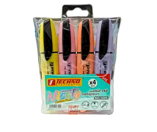 [TE6304] SURLIGNEUR PASTEL NICETY POCHETTE DE 4 COULEURS