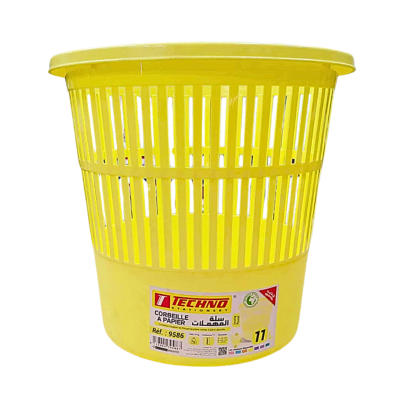 [TE9586] CORBEILLE A PAPIER TECHNO PASTEL JAUNE