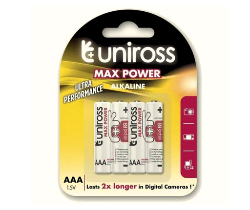 [PLUNIMAXPOWER] 4 PILES UNIROSS MAX POWER ALKALINE