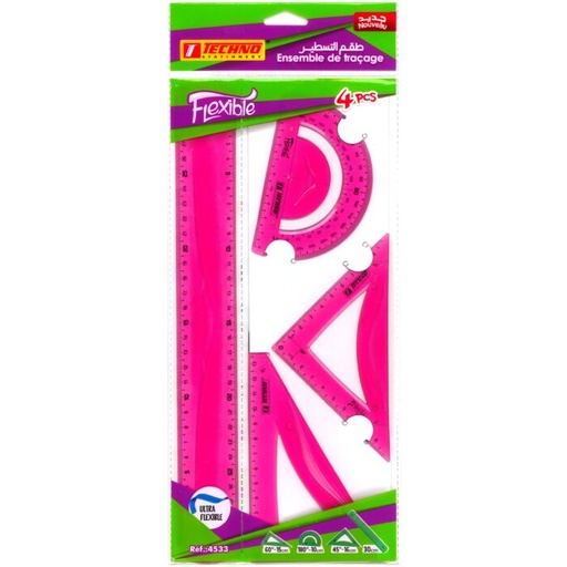 [TE4533] ENSEMBLE DE TRACAGE TECHNO 30CM 4 PCS FLEXIBLE 4533