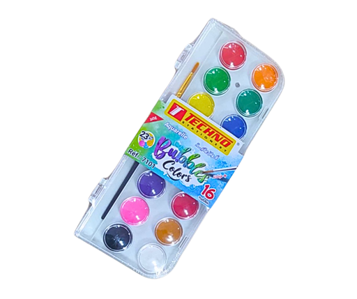[TE7101] AQUARELLE TECHNO BUBBLES 16 PASTILLES +PINCEAU 