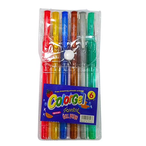 STYLO COLORGEL GLITTER POCHETTE DE 6 PCS