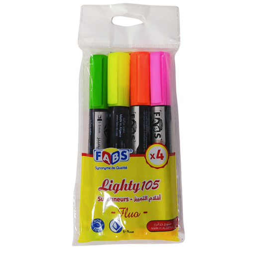 [81300] SURLIGNEUR FABS FLUO POCHETTE DE 4 PCS