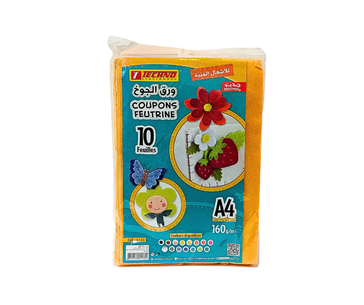 [TE5133] COUPONS FEUTRINE TECHNO A4 160G JAUNE 