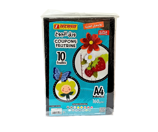 [TE5126] COUPONS FEUTRINE TECHNO NOIR A4 160G