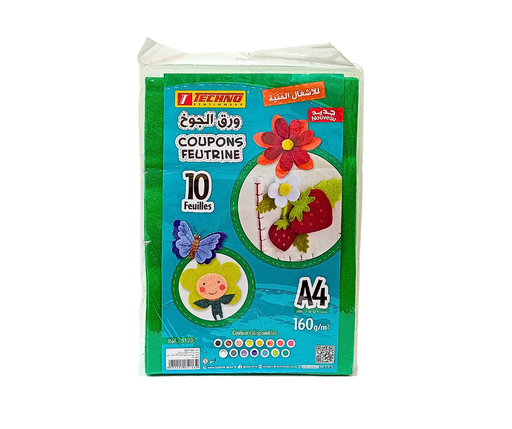 [TE5123] COUPONS FEUTRINE TECHNO VERT A4 160G