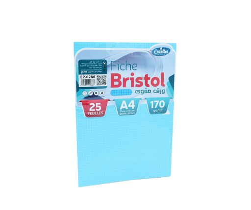 [EP0286] FICHE BRISTOL A4 BLEU EXCELLES 170GR