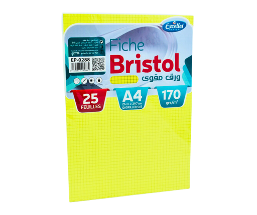 [EP0288] FICHE BRISTOL A4 JAUNE EXCELLES 170G